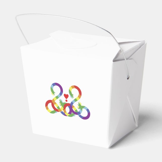 Regenbogen, farbige Hände Geschenkschachtel (Rückseite)