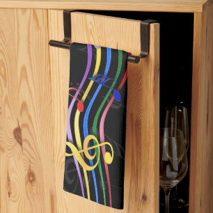 Regenbogen farbiger Musiknoten Küchentuch