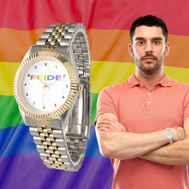 Regenbogen farbiges Stolz-Wort Armbanduhr