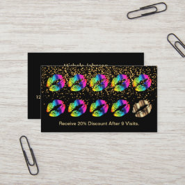 Regenbogen-Farblippen und GoldConfetti Visitenkarte
