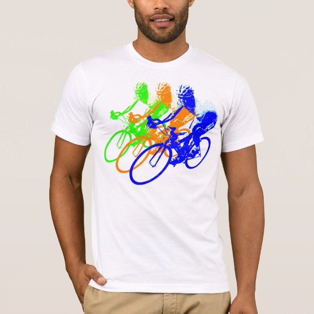 Regenbogen-Farbradfahrer T-Shirt (Vorderseite)