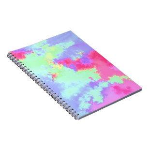 Regenbogen-Farbspritzer-Effekt grün Pink Blau Notizblock