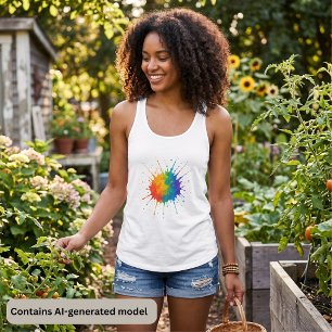 Regenbogen-Farbspritzer Tank Top