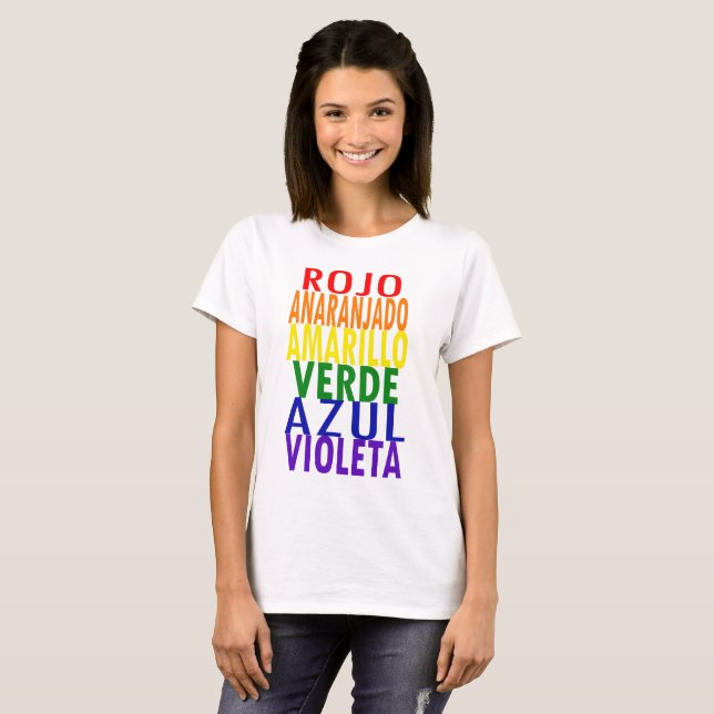 Regenbogen färbt den T - Shirt (spanisch) (Vorne ganz)