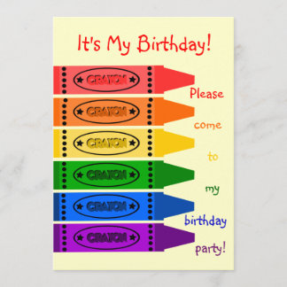 Regenbogen färbt Zeichenstift-Geburtstags-Party Einladung