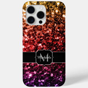 Regenbogen-Faux-Glitter-Sparkles-Bling-Monogramm Case-Mate iPhone Hülle