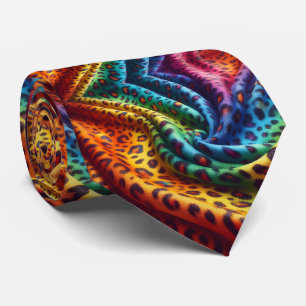 Regenbogen-Faux-Seide Leoparden-Druck Gentleman' Krawatte