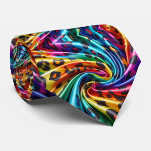 Regenbogen-Faux-Seide Leopardenprint Gentleman's Krawatte