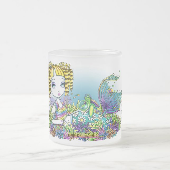 Regenbogen-feenhafte Meerjungfrau-Kunst-eisige Mattglastasse (Mittel)