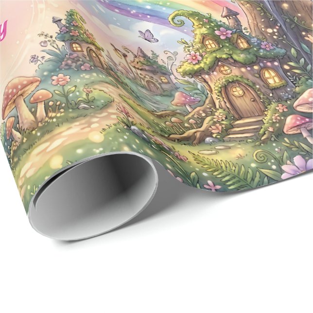 Regenbogen-Feenzauber-Geburtstag  Geschenkpapier (Rolleneckpunkt)