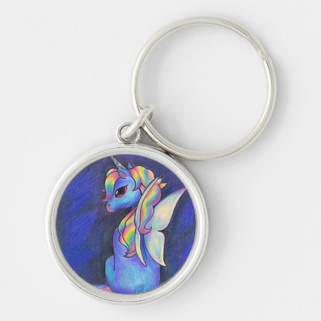 Regenbogen-Feeunicorn-Schlüsselanhänger Schlüsselanhänger (Vorne)