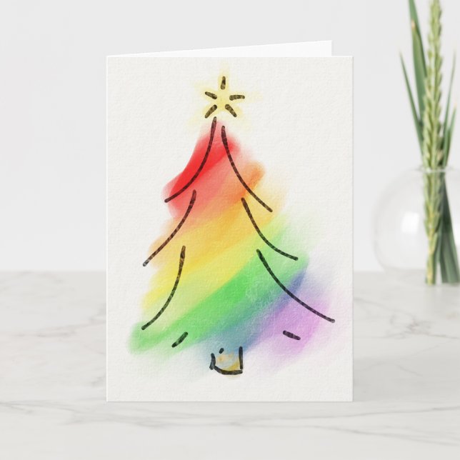 Regenbogen-Feiertags-Baum Feiertagskarte (Vorderseite)