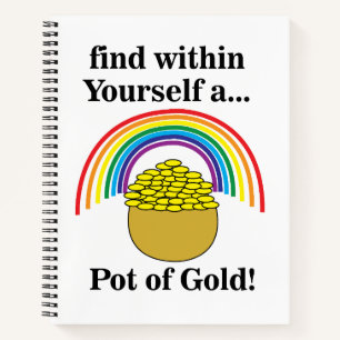 Regenbogen finden in sich einen Pot Gold Notizbuch