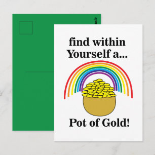 Regenbogen finden in sich einen Pot Gold Postkarte