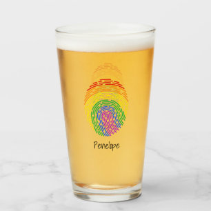Regenbogen-Fingerabdruck-Monogramm Glas
