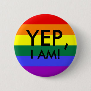 Regenbogen-Flagge JA, BIN ICH! Button