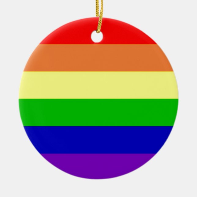 Regenbogen-Flagge Keramik Ornament (Vorne)