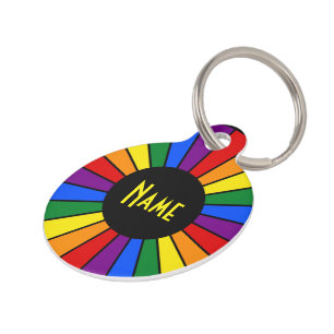 REGENBOGEN-FLAGGE-KNOPF STRAHLEN + dein Zeichen od Tiermarke