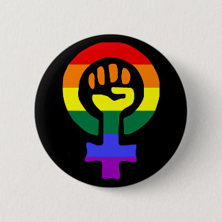 Regenbogen-Flaggen-Frauen-Powerknopf Button