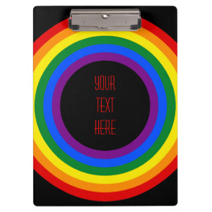 REGENBOGEN-FLAGGEN-KNOPF + dein Zeichen oder Text Klemmbrett