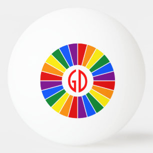 REGENBOGEN-FLAGGEN-KNOPF-STRAHLEN + Ihr Zeichen Tischtennisball
