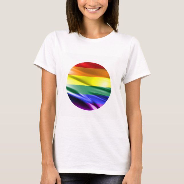 REGENBOGEN-FLAGGEN-QUADRAT-SEIDE T-Shirt (Vorderseite)