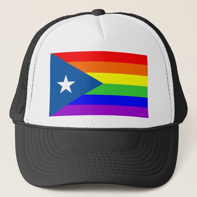 Regenbogen-Flaggenhomosexueller Puertos Rico Truckerkappe (Vorderseite)