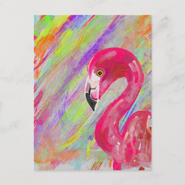 Regenbogen-Flamingo-Druck Postkarte (Vorderseite)