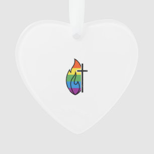 Regenbogen-Flammenkreuz Vintage-Christen-Vektor-De Ornament