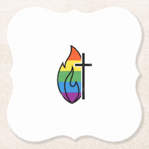 Regenbogen-Flammenkreuz Vintage-Christen-Vektor-De Untersetzer