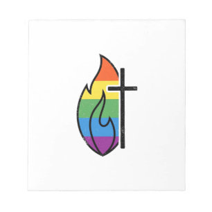 Regenbogen-Flammenkreuz Vintage-Christliche-Vektor Notizblock