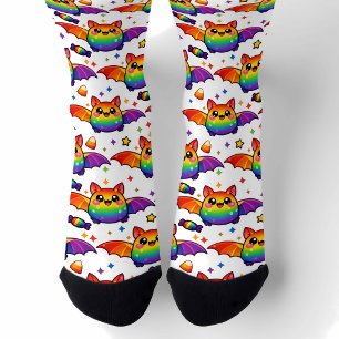 🦇🌈 Regenbogen-Fledermaus-Starsturm-Socken Socken