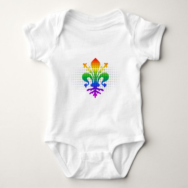 Regenbogen Fleur-de-lis Baby Strampler (Vorderseite)