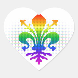 Regenbogen Fleur-de-lis Herz-Aufkleber