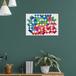 Regenbogen-Fliesen-Patches Watercolor-Kunst Druck Poster
