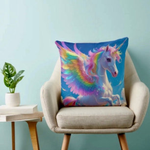 Regenbogen Flügel Schreitender Einhorn Kissen