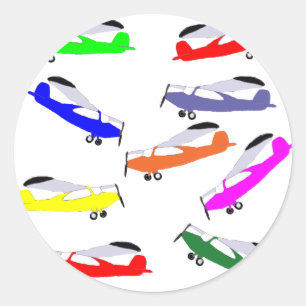 Regenbogen-Flugzeuge Runder Aufkleber
