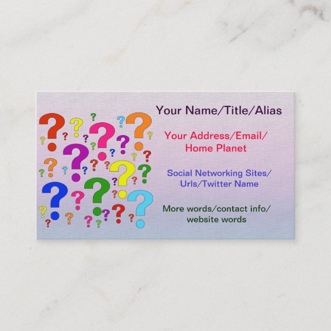 Regenbogen-Fragezeichen Visitenkarte (Vorderseite)