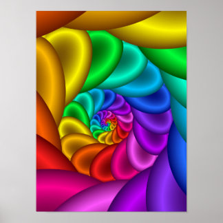 Regenbogen-Fraktal-Spirale Regenbogen Abstrakt Wir Poster