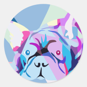 Regenbogen Französische Bulldogge Runder Aufkleber