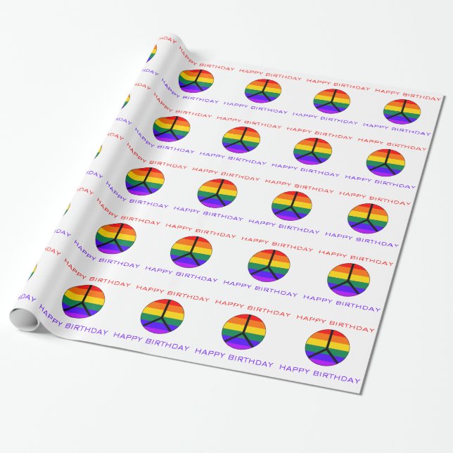Regenbogen-Friedensc$zeichen-glücklicher Geschenkpapier (Ungerollt)