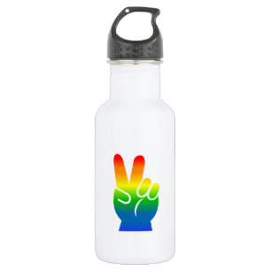 Regenbogen-Friedenszeichen 16 Unze Edelstahlflasche