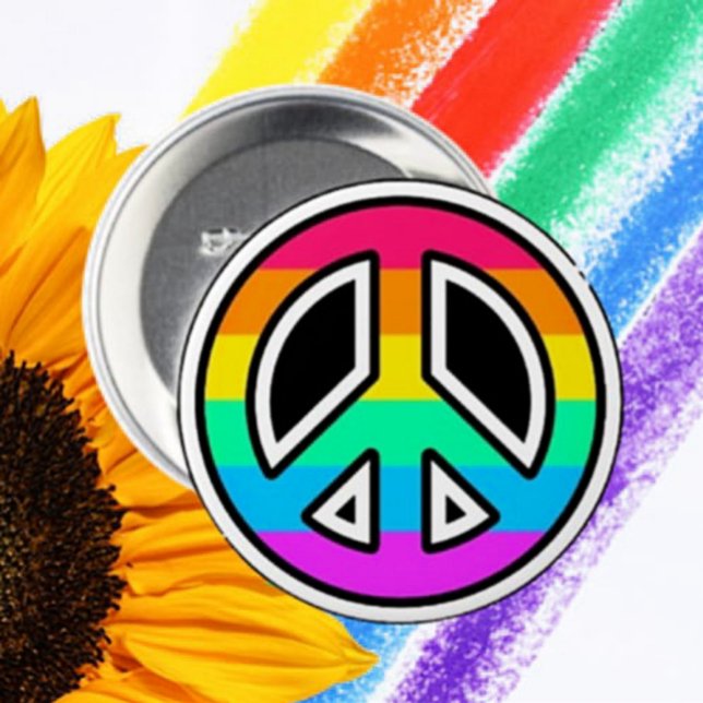 Regenbogen-Friedenszeichen-Button Button (Von Creator hochgeladen)