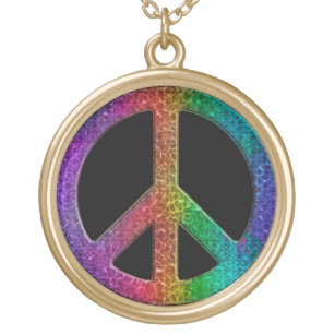 Regenbogen-Friedenszeichen-Halskette Vergoldete Kette