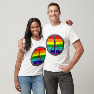 Regenbogen-Friedenszeichen-LGBTQ-Stolz-Symbol T-Shirt