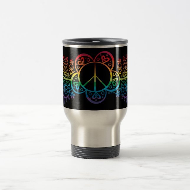 Regenbogen-Friedenszeichen-Reise-Tasse Reisebecher (Mittel)