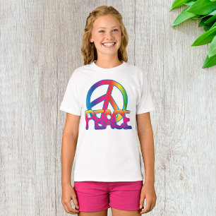 Regenbogen-Friedenszeichen Retro-Hippie T-Shirt