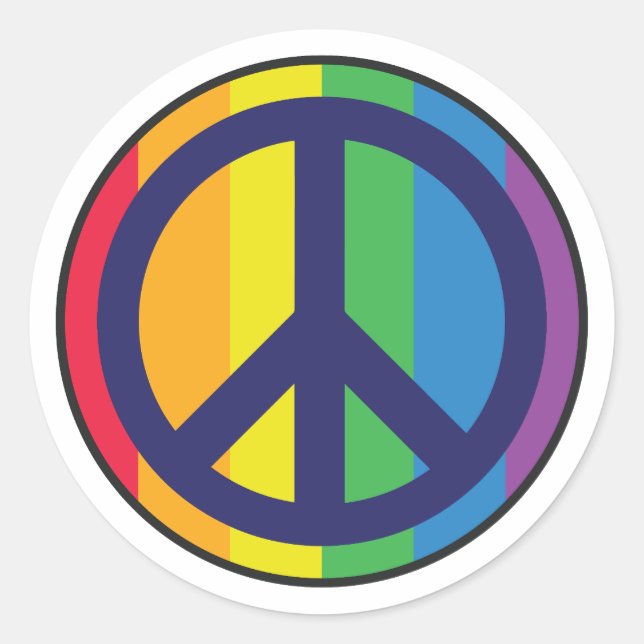 Regenbogen-Friedenszeichen Runder Aufkleber (Vorderseite)