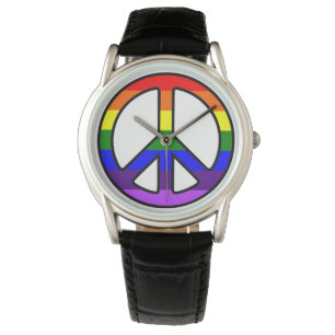 Regenbogen-Friedenszeichen-Uhr Armbanduhr
