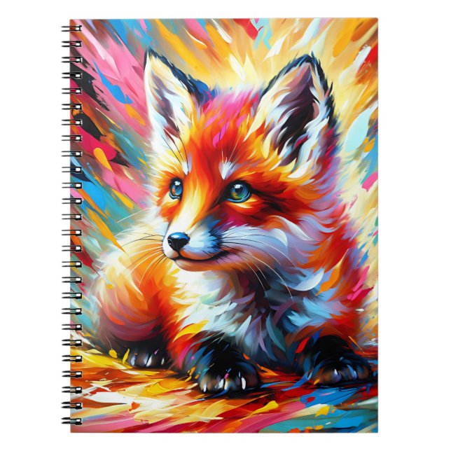 Regenbogen-Funk-Fuchs-Notizbuch Notizblock (Vorderseite)